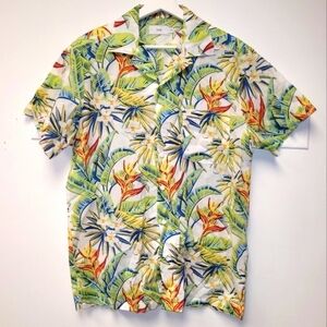 ONIA Lightweight 100% Cotton Hawaiian Floral Print Short Sleeve Shirt Size S